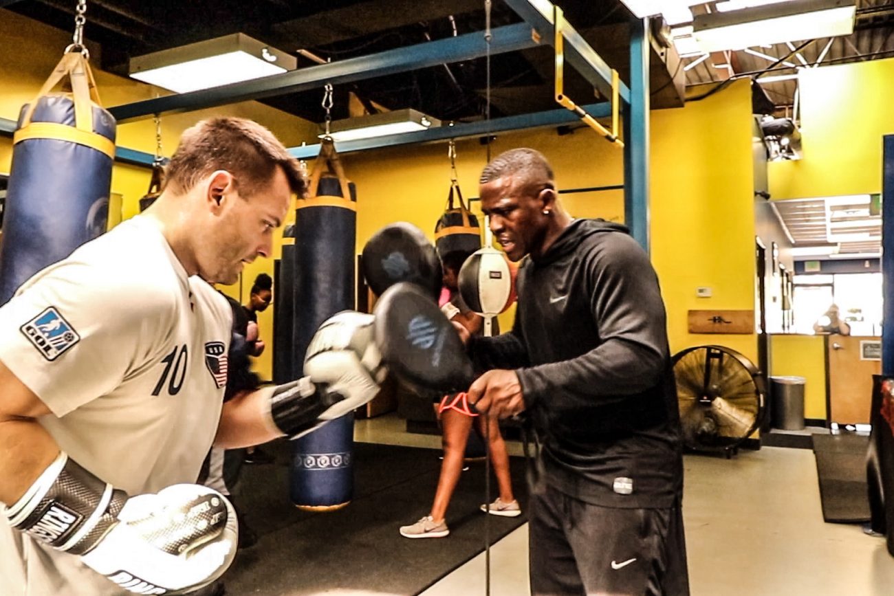 Group boxing class at Bring It Back Boxing in Denver